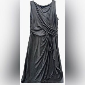 Chaps Charcoal Metallic Draped Maxi Dress